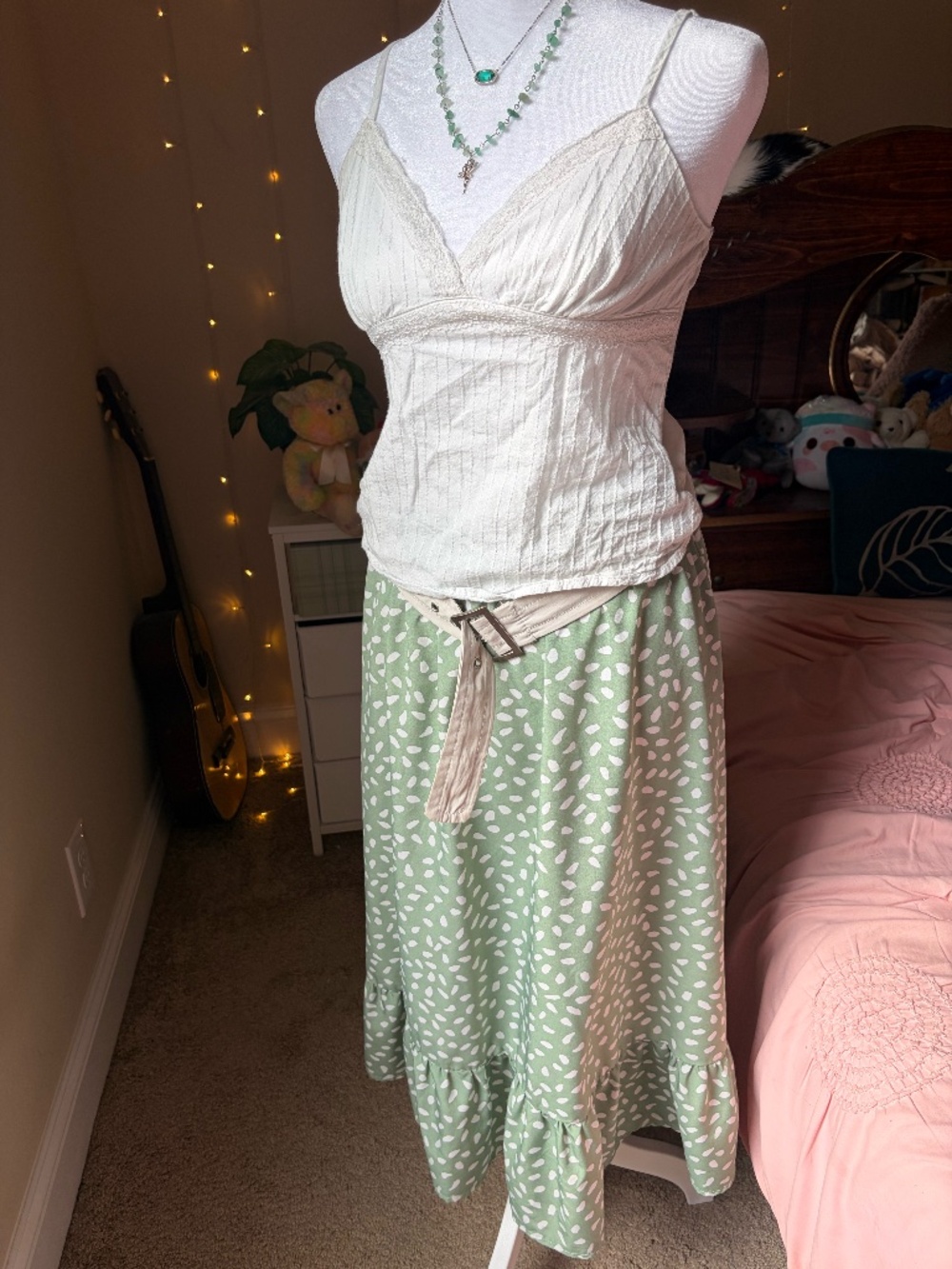 Sage green midi skirt